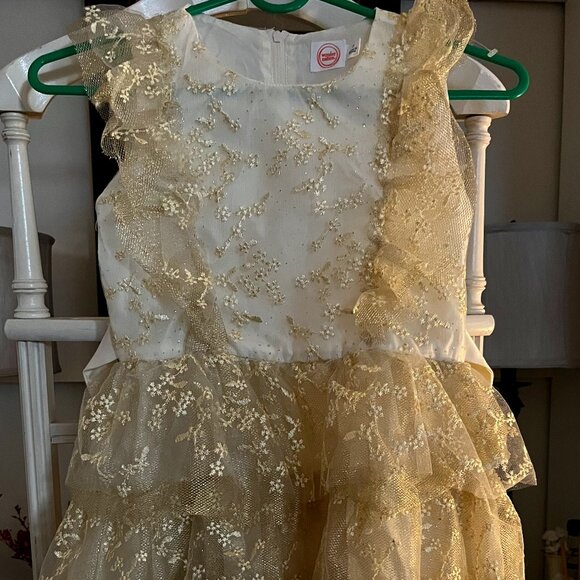 EUC Wonder Nation Sparkle Lacey formal dress (7) shimmering gold - Picture 2 of 6
